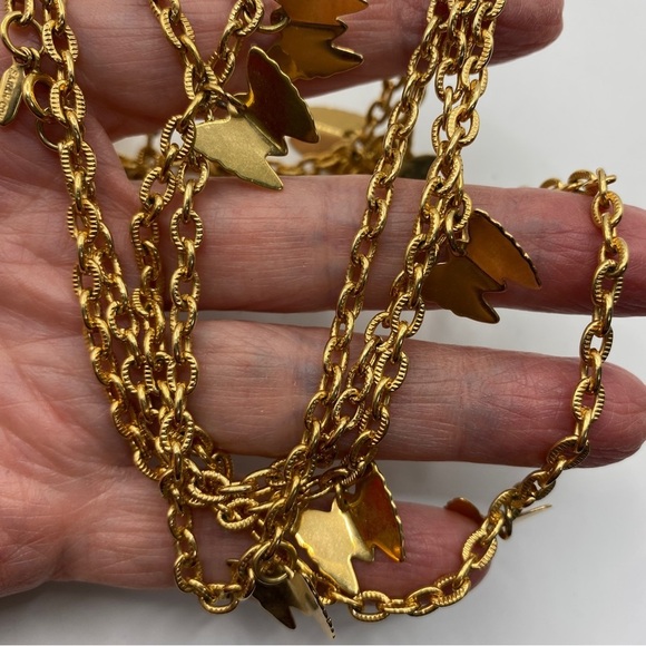 SARAH COVENTRY Butterfly Chain Necklace & Earrings Set Gold Tone Long Necklace - Picture 9 of 10
